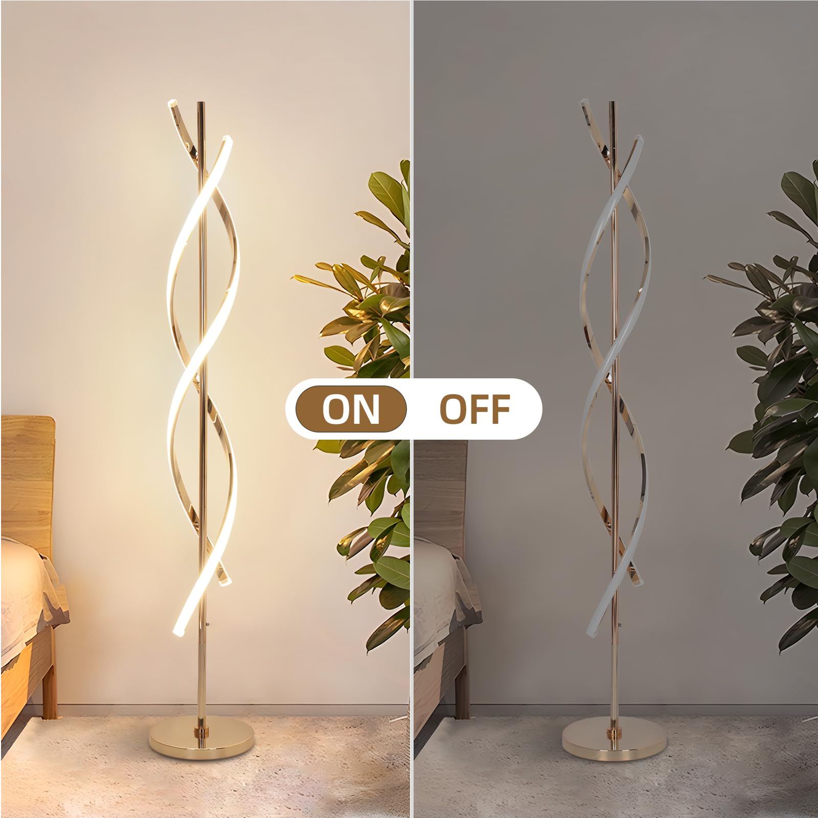 ADISUN 40W LED Floor Lamp Remote Control Dimmable Spiral Floor